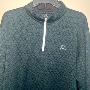 Rhoback Performance Golf  1/4 Zip Black Green Pattern Golf Pullover XXL